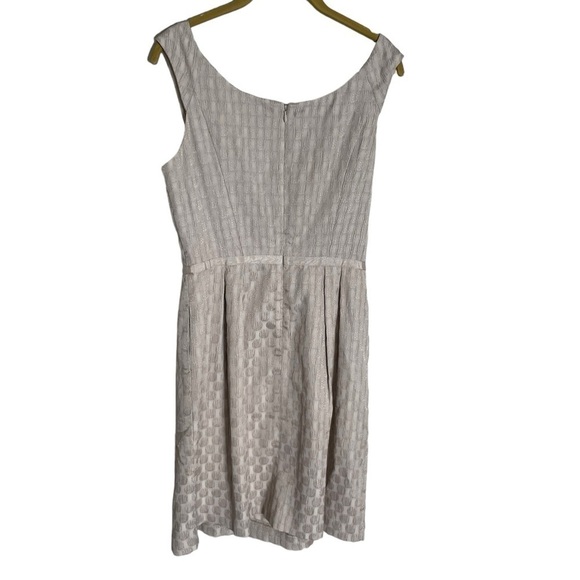 White House Black Market Light Gray Eggshell Polka Dot Dress 2 - Picture 2 of 6